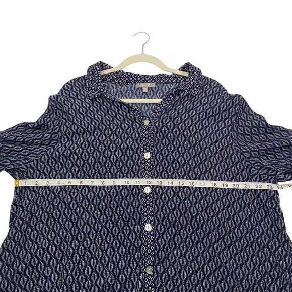 Habitat Clothes To Live In Navy & White Button Down Tunic Shirt Geometric XXL - Picture 8 of 10